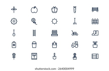 Gardening icon representing plant care, nature cultivation, and outdoor hobby in outline style