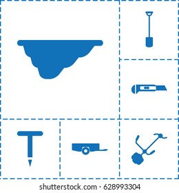 Gardening icon. set of 6 gardening filled icons such as barrow, gardening tool, shovel, cutter