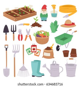 Gardening icon set agriculture design spring nature environment ecology tool garden vector illustration