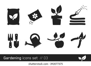 Gardening icon set  // Black and White