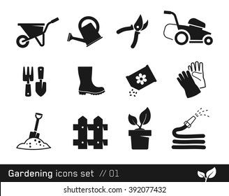 Gardening Icon Set  // Black And White