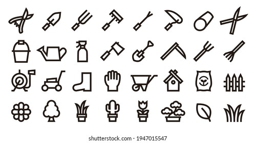 Gardening Icon Set (Bold outline version)