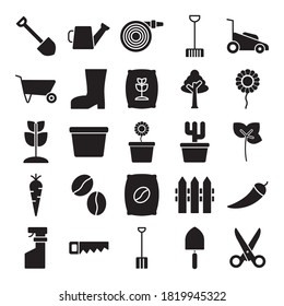Gardening Icon Set Glyph Style Design Vector Template Illustration