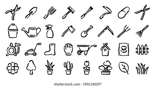 Gardening Icon Set (Hand draw version)