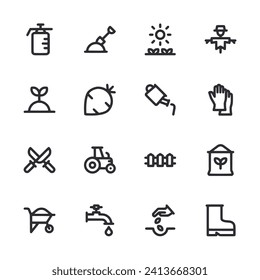 Gardening icon set isolated on white