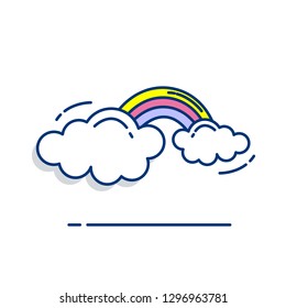 Gardening icon set | Rainbow Clouds icon - with Outline Filled Style