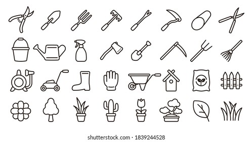 Gardening Icon Set (Thin Line Version)