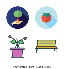 gardening icon set. vector set about tomatoes, bonsai icon, reforestation and plant icons set.