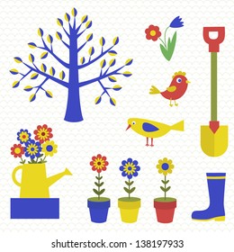 Gardening icon set. Vector illustration.