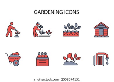 Gardening icon set.vector.Editable stroke.linear style sign for use web design,logo.Symbol illustration.