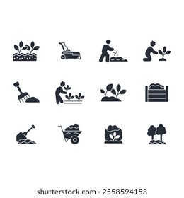 Gardening icon set.vector.Editable stroke.linear style sign for use web design,logo.Symbol illustration.