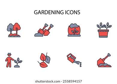 Gardening icon set.vector.Editable stroke.linear style sign for use web design,logo.Symbol illustration.