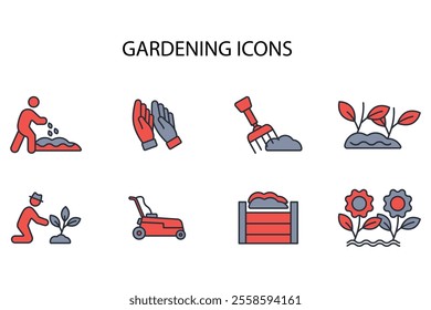 Gardening icon set.vector.Editable stroke.linear style sign for use web design,logo.Symbol illustration.