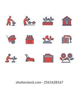 Gardening icon set.vector.Editable stroke.linear style sign for use web design,logo.Symbol illustration.