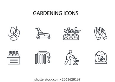 Gardening icon set.vector.Editable stroke.linear style sign for use web design,logo.Symbol illustration.