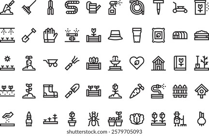 Gardening icons High-Quality Vector Icons Collection with Editable Stroke. Ideal for Professional and Creative Projects