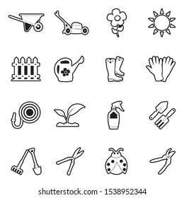 Gardening Icons. Line With Fill Design. Vector Illustration.