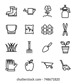 Gardening Icons . Outline icon collection - Flower and Gardening