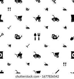 gardening icons pattern seamless. Included editable filled Garden services, Gardening tools, Rake, wheelbarrow, Watering can, Lawnmower icons. gardening icons for web and mobile.
