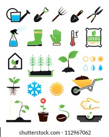 Gardening icons set