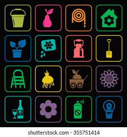 Gardening icons set. 