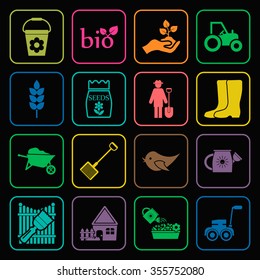 Gardening icons set. 