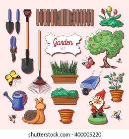 Gardening icons set