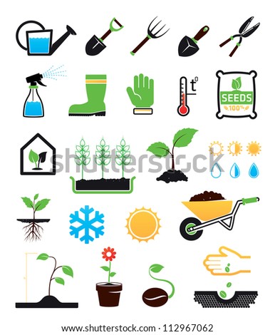Gardening icons set
