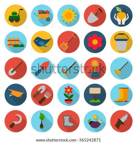 Gardening icons set. 