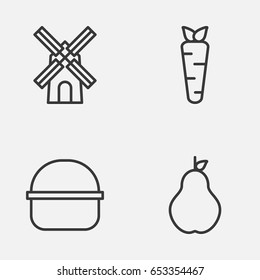 Gardening Icons Set. Collection Of Root, Package, Duchess And Other Elements. Also Includes Symbols Such As Mill, Farm, Package.