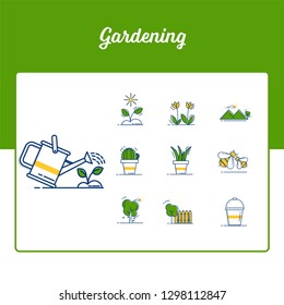 Gardening Icons Set - garden flower and spring icon set with Outline Filled Style 