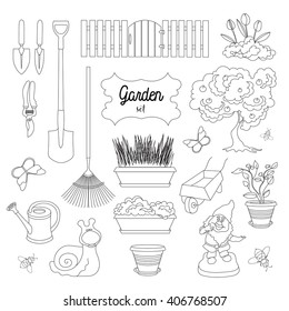 Gardening icons set. Gardening objects. Vector illustration, EPS 10