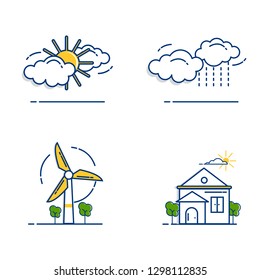Gardening Icons Set with Outline Filled Style