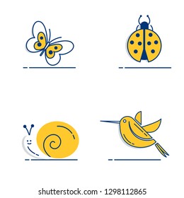 Gardening Icons Set with Outline Filled Style