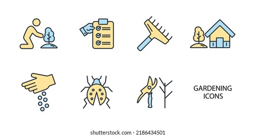 Gardening icons set . Gardening pack symbol vector elements for infographic web