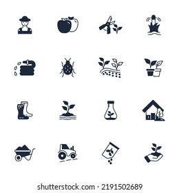 gardening icons set . gardening pack symbol vector elements for infographic web