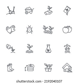 gardening icons set . gardening pack symbol vector elements for infographic web