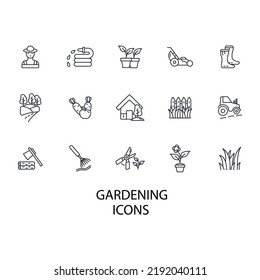 gardening icons set . gardening pack symbol vector elements for infographic web