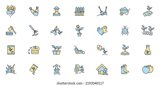 gardening icons set . gardening pack symbol vector elements for infographic web