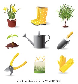 Gardening icons set - vector illustration