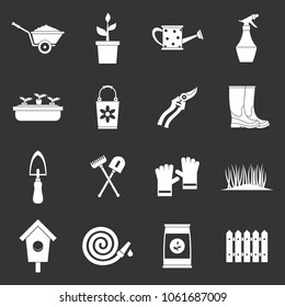 Gardening icons set vector white isolated on grey background 