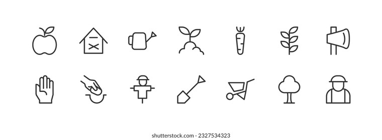 gardening icons set for web and UIUX design. Vector objects isolated on a white background