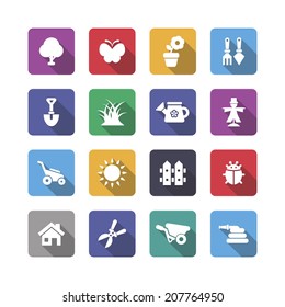 Gardening icons with shadow.