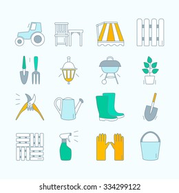 Gardening icons. Unique and modern set isolated on background. Vector illustration.