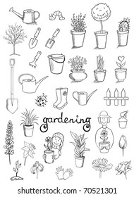 gardening icons vector doodle collection