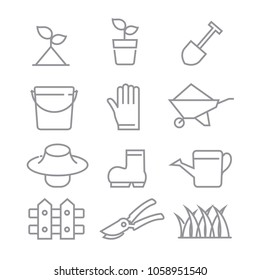 Gardening icons with White Background