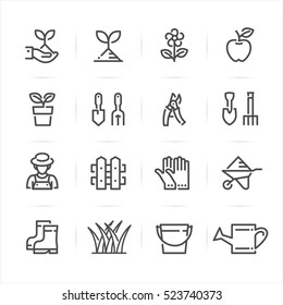 Gardening icons with White Background 