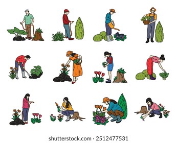 Gardening Illustration Set - Colored