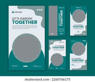 Gardening instagram stories template or Flat design own Lawn care concept instagram stories template