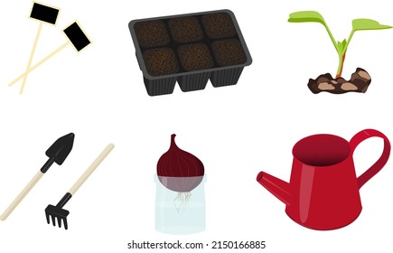 Conjunto de ilustraciones vectoriales aisladas de jardinería